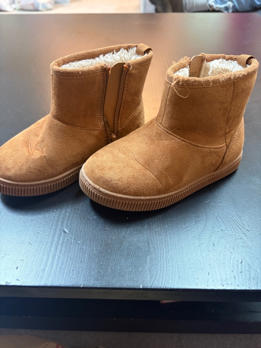 Cat & Jack Kids Tan Faux-Suede Zip Boots